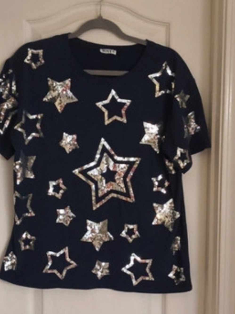 Sequin Star Short-Sleeve Top And Shorts Navy